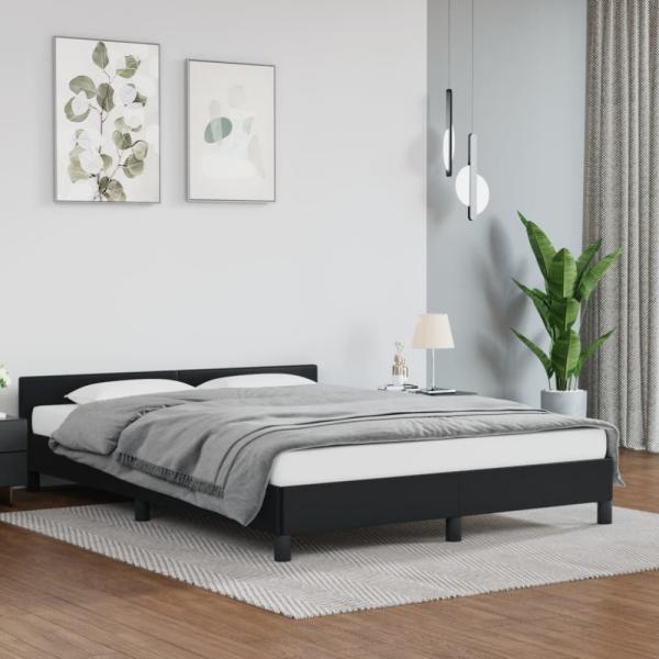 vidaXL Bettgestell mit Kopfteil ohne Matratze Schwarz 140x190 cm 347495