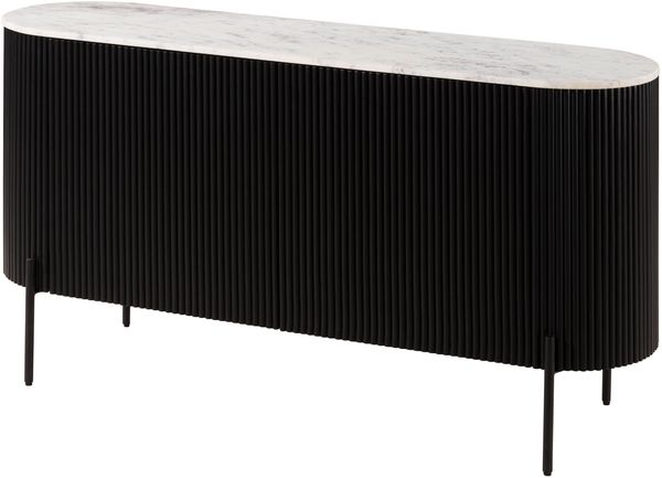 Sideboard Mango 145x40x76 schwarz lackiert / Marmor weiß BARCELONA #103