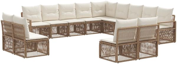 vidaXL Gartensofa-set 13 pcs Beige Poly-Rattan 3435876