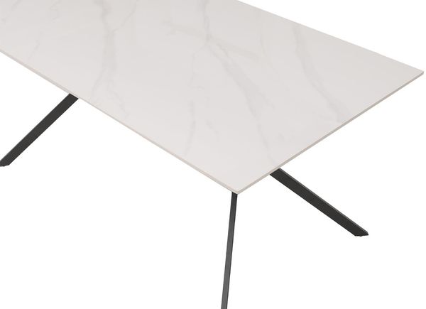 Esszimmertisch HWC-O58, Esstisch Sinterstein Metall, Marmor-Optik 160cm ~ weiß Bild 5