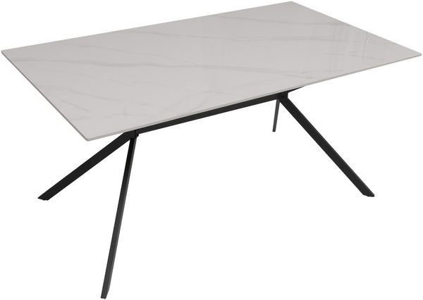Esszimmertisch HWC-O58, Esstisch Sinterstein Metall, Marmor-Optik 160cm ~ weiß Bild 9