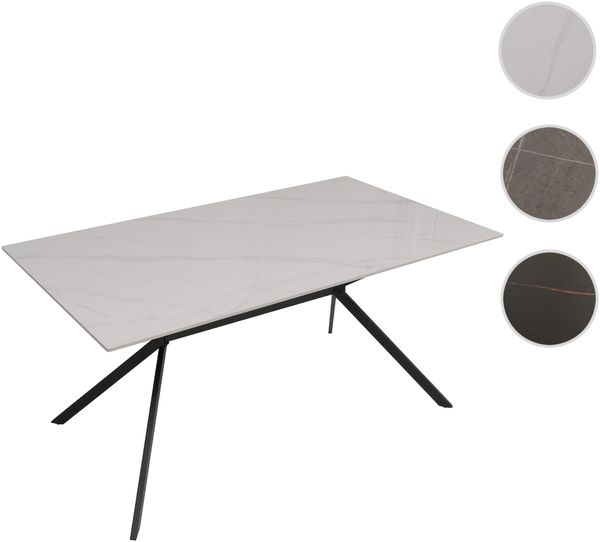 Esszimmertisch HWC-O58, Esstisch Sinterstein Metall, Marmor-Optik 160cm ~ weiß Bild 10