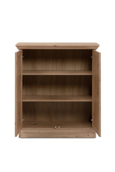 Finori Timber 01A Kommode, Dekor Artisan Oak | Kommode für Wohnzimmer | Maß: B x H x T ca. 80 x 90 x 35 cm | Kommode mit 2 Rahmentüren und 2 durchgehenden Einlegeböden