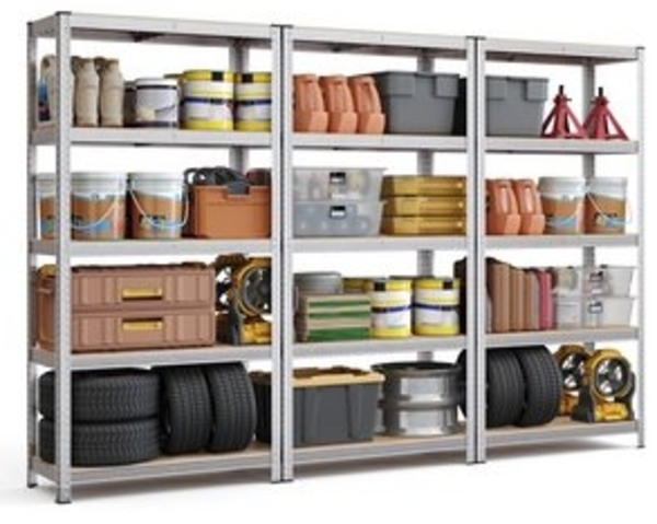 SONGMICS Schwerlastregal, 3er Set, Kellerregal, Lagerregal, 40 x 90 x 180 cm, Regal mit Stahlgestell, bis 875 kg belastbar, 5 verstellbare Ablagen, silbern GLRDE040E03 Bild 6