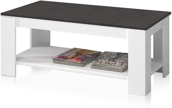 Habitdesign Hubtisch, Beistelltisch, Modell Ambit, Ausführung in Artik White und Oxide, Maße: 102 cm (Länge) x 43/54 cm (Höhe) x 50 cm (Tiefe)