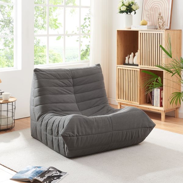 Bodensessel Kodsø 75x90x100 cm Cord Grau [en. casa]