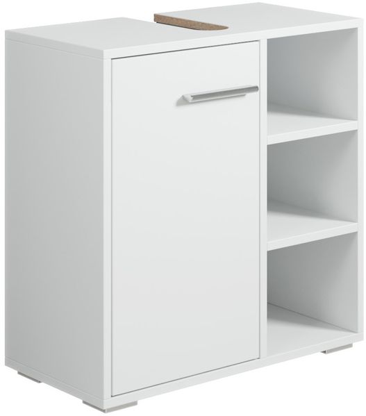 Badplaats Waschbeckenunterschrank Neptunus 60 x 30 cm Weiß Matt - Stehender Badezimmerschrank mit 1 Tür und offenen Fächern