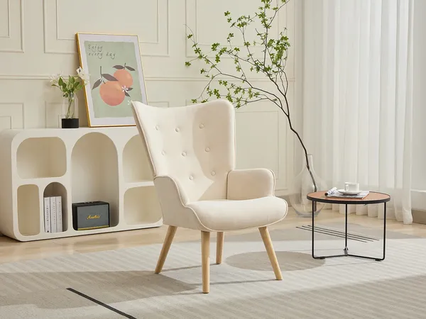 Vente-unique - VATELY Sessel Stoff Beige - B 78 cm x H 95,5 cm x L 69 cm