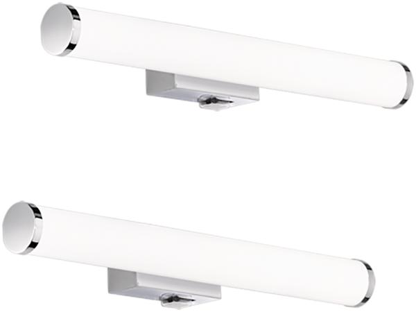 LED Bad Wandleuchten 2er Set mit Schalter Chrom 40cm - Spiegelleuchte