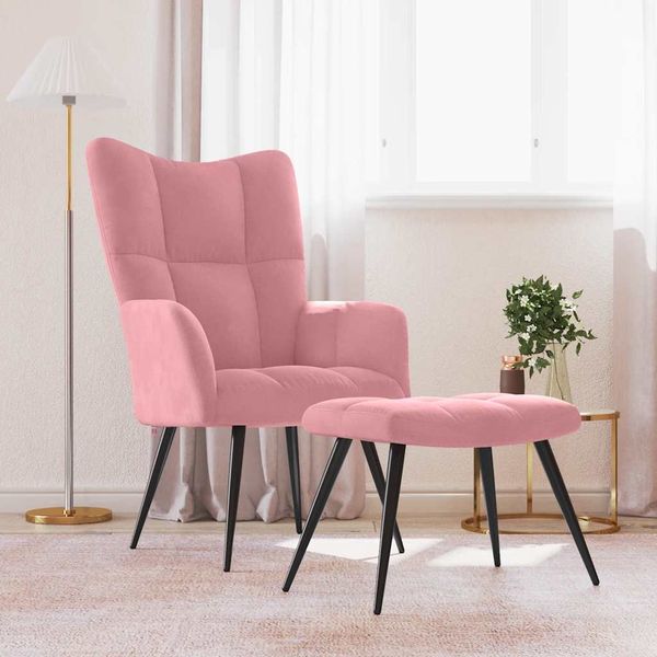 vidaXL Relaxsessel mit Hocker Rosa Samt [328088]