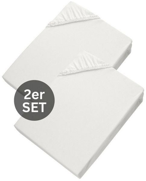 SCHÖNER WOHNEN-Kollektion Spannbettlaken BASIC Spannbettlaken, Mischgewebe, Gummizug: rundum, (2 Stück), 100 x 200 cm - 2er Set in Weiß