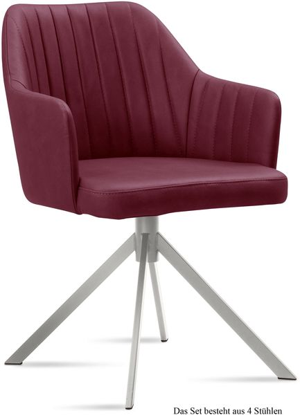 Armlehnstuhl (4er-Set) Dorthe 58x81x60 Edelstahl/Marsala
