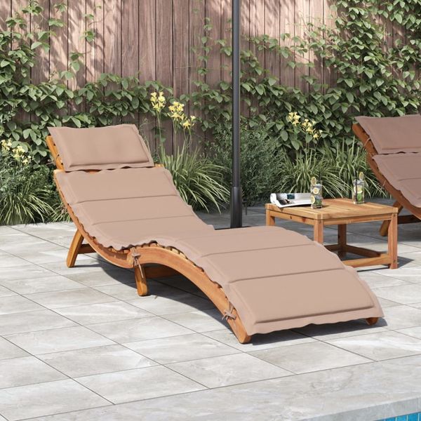 vidaXL Sonnenliege mit Auflage Taupe Massivholz Akazie 367636