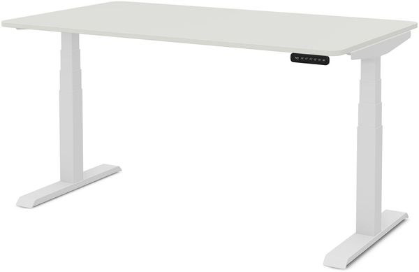 ASSMANN Elektrisch höhenverstellbarer Kinderschreibtisch JUNIOR Curved 140x70 cm Signalweiß Signalweiß Metall Holz