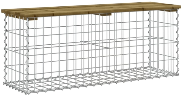 vidaXL Gartenbank aus Gabionen 103x31,5x42 cm Kiefernholz Imprägniert 834352