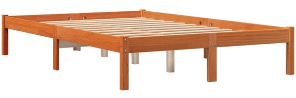 vidaXL Massivholzbett ohne Matratze Wachsbraun 135x190 cm Kiefernholz 844842 Bild 3