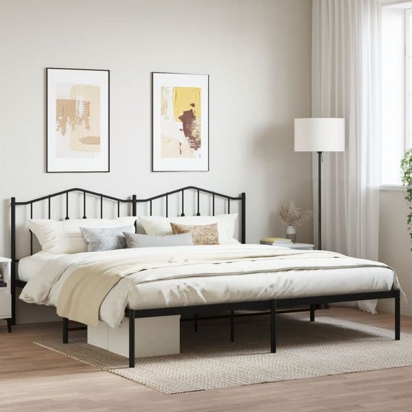 vidaXL Bettgestell mit Kopfteil Metall Schwarz 193x203 cm 373795