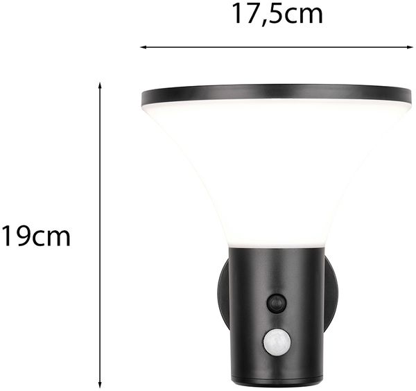 Außenwandleuchte GORDA mit Solar und Strom, Hybrid mit Bewegungsmelder Höhe 19cm Bild 4