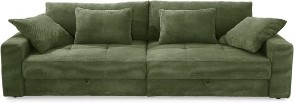 Big-Sofa 284 cm breit Wellenunterfederung Lounge-Couch Stauraum Cord Grün