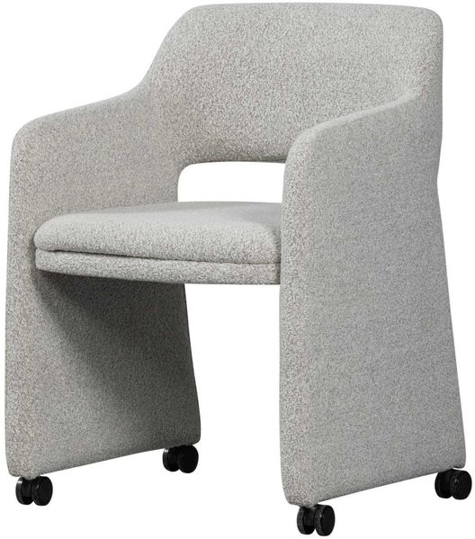 Esszimmerstuhl Lyric Bouclé, modern gepolstert mit Rollen, hellgrau, bequem für Dein Zuhause