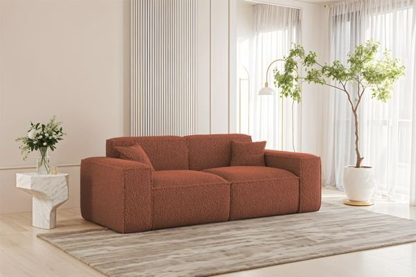 Sofa Designersofa CELES PREMIUM 2-Sitzer in Stoff Sven Rostbraun