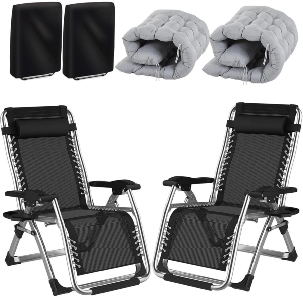 Liegestuhl Klappbar Sonnenliege Garten Extra Groß Polsterung Verstellbarer
