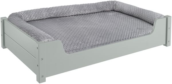 Luxuriöses Haustierbett, Tierbett 100x60 cm, Kiefer grau V-30.32-G-100x60mit Rollrost Polster und Matratze
