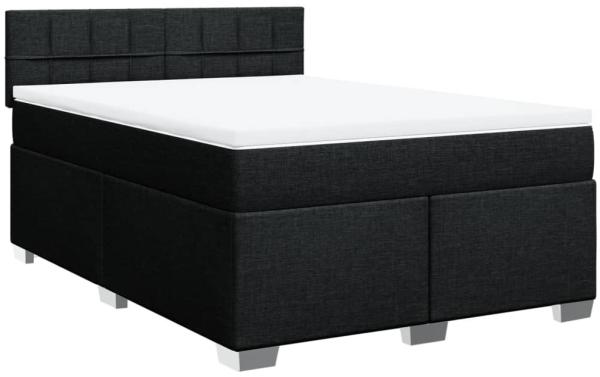 vidaXL Boxspringbett mit Matratze Schwarz 140x200 cm Stoff