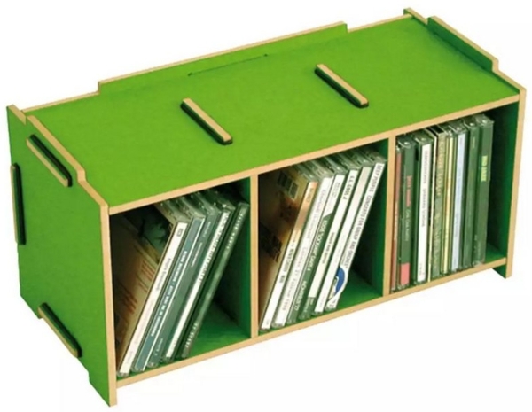 Werkhaus Medienbox CD Halter Regal Wandregal 3 Fächer grasgrün SON 2053-15