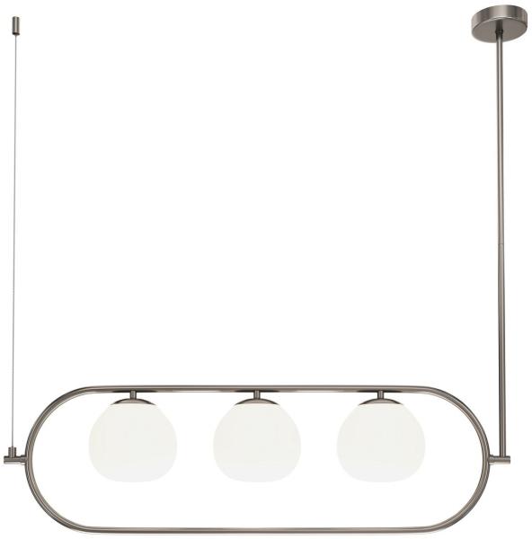 Maytoni Pendelleuchte Erich 3-flammig nickelfarben Glas weiß matt