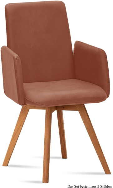 Armlehnstuhl (2er-Set) Dilys 52x92x60 Eiche geölt/Cognac