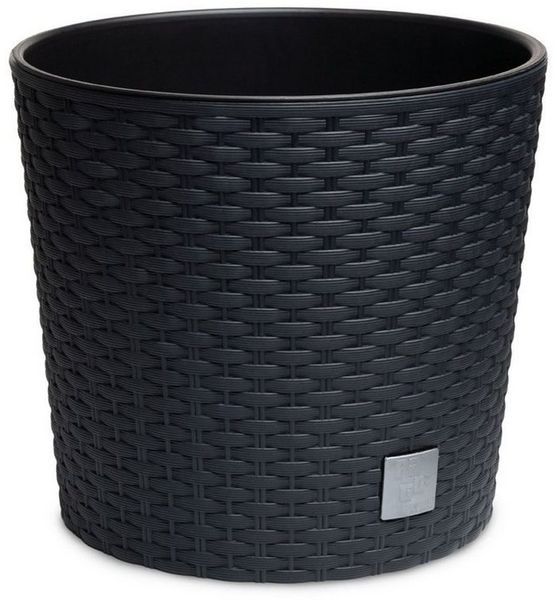 astor24 Blumentopf Blumentopf Rattan Blumenkübel Übertopf Pflanzentopf Pflanzkübel Blumen (Blumentopf Garten Balkon Blumen Topf Kräutertopf), hochwertig verarbeitet - mit Wasserüberlauf - fertig montiert