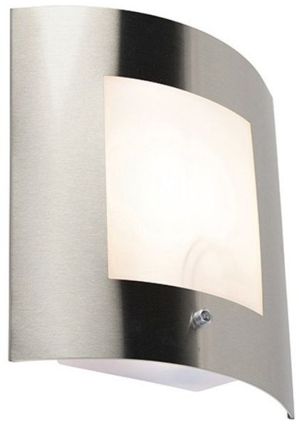 Qazqa Außen-Wandleuchte Emmerald, Bewegungsmelder, ohne Leuchtmittel, Kaltweiß, QAZQA Sicherheitsleuchte, e27, Stahl, Edelstahl, Modern