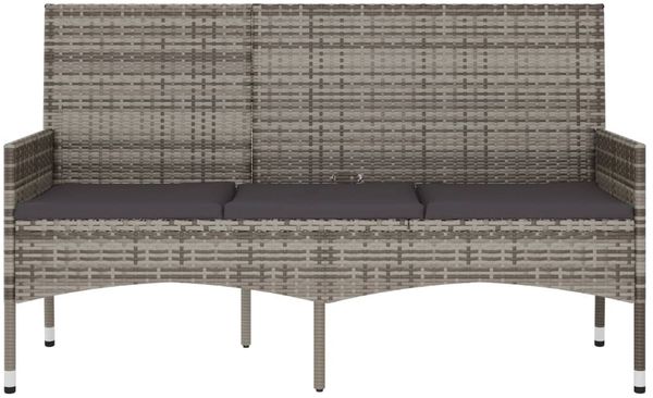 vidaXL Gartenbank 3-Sitzer mit Kissen Grau Poly Rattan 319493 Bild 3