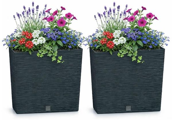 Prosperplast Blumenkasten 2x Furu DFC600T (2er-Set), Rillenoptik, eckig
