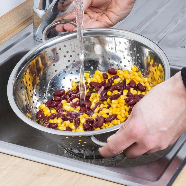 mucHome Küchensieb Edelstahl Küchensieb mit 2 Griffen – Ø 28 cm, Salatsieb Standseiher
