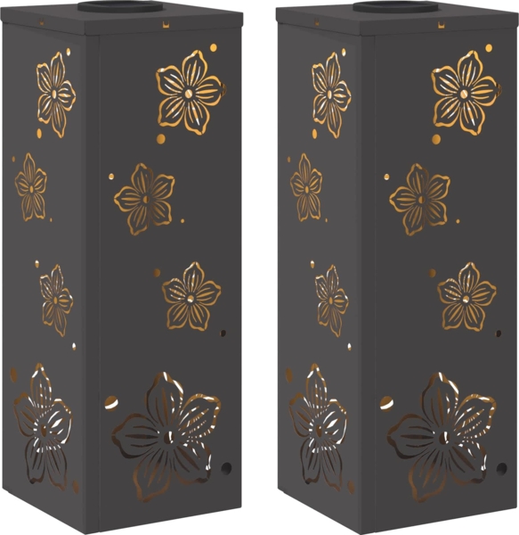 vidaXL Solar LED Weg Licht 2 pcs Schwarz Kalt gewalzter Stahl 879737