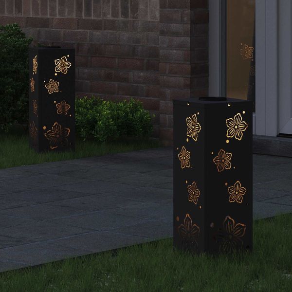 vidaXL Solar LED Weg Licht 2 pcs Schwarz Kalt gewalzter Stahl 879737 Bild 3