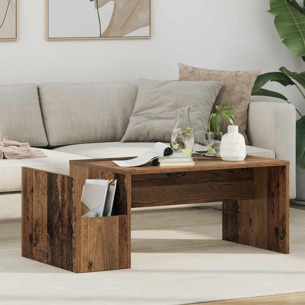 vidaXL Couchtisch, Holzwerkstoff Altholz Braun, 90 x 45 x 35 cm