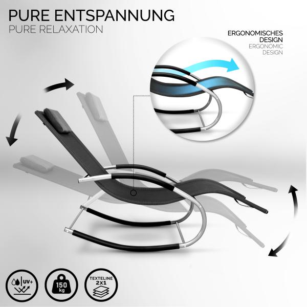 tillvex Relaxliege Rot Gartenliege | Liegestuhl wetterfest | Schwungliege 150 kg Belastung | Sonnenliege atmungsaktiv Bild 4