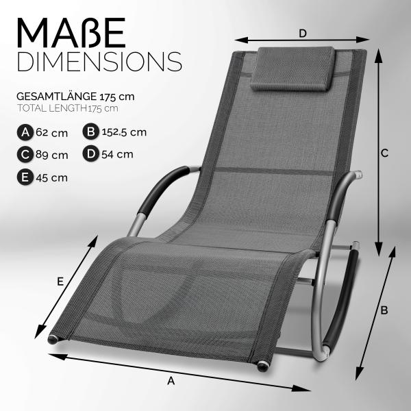 tillvex Relaxliege Rot Gartenliege | Liegestuhl wetterfest | Schwungliege 150 kg Belastung | Sonnenliege atmungsaktiv Bild 5