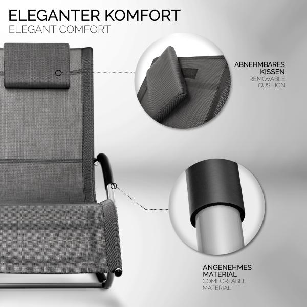 tillvex Relaxliege Rot Gartenliege | Liegestuhl wetterfest | Schwungliege 150 kg Belastung | Sonnenliege atmungsaktiv Bild 3