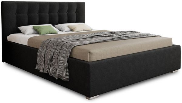 Deine Möbel 24 Polsterbett KINA mit Bettkasten, Kompletbett (Beige, Creme, Hellgrau, Dunkelgrau, Anthrazit, Schwarz, 1-tlg, Inkl. Lattenrost und Bettkasten), Gepolstertes Kopfteil, Bettkasten mit Gasdruckfedern