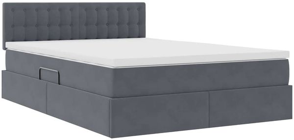 vidaXL LED-Speicherbett mit Matratze Dunkelgrau 140 x 190 cm Samt 3371512 Bild 6