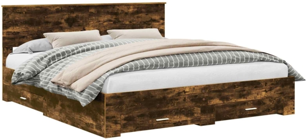 vidaXL Bettrahmen Geräucherte Eiche 180x200 cm Holzwerkstoff 3410865 Bild 1