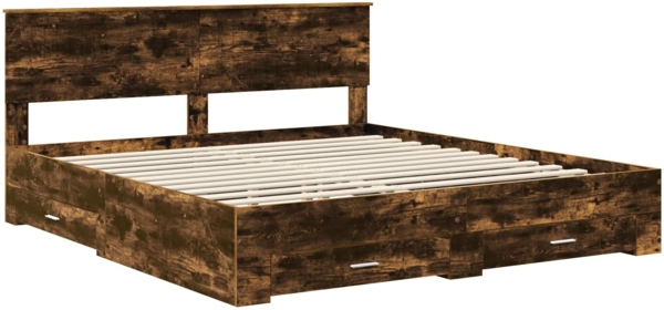 vidaXL Bettrahmen Geräucherte Eiche 180x200 cm Holzwerkstoff 3410865 Bild 3