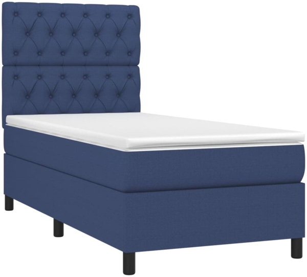 vidaXL Boxspringbett mit Matratze Blau 80x200 cm Stoff 3141975 Bild 2