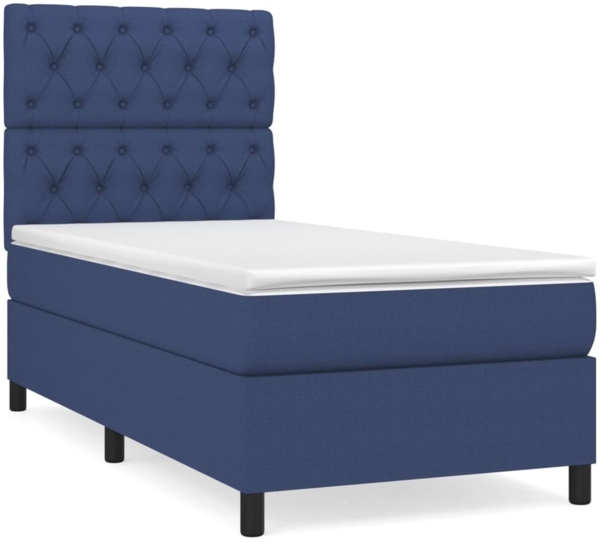 vidaXL Boxspringbett mit Matratze Blau 80x200 cm Stoff 3141975 Bild 1