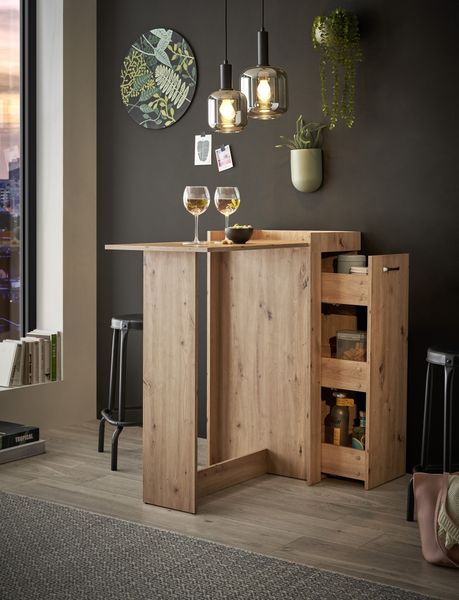 Bartisch >Anett< in Artisan Eiche inkl. Apotheker-Schrank - 105x101x52cm (BxHxT)