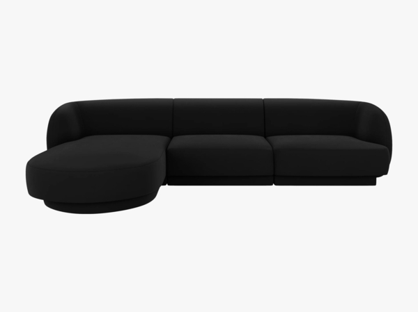 Micadoni Ecksofa Miley 4-Sitzer Links Samt Bluvel Schwarz